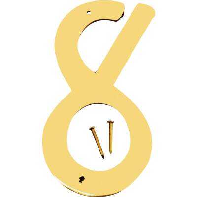 Hy-Ko 4 In. Polished Brass House Number Eight