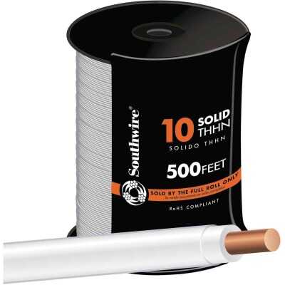 Southwire 500 Ft. 10 AWG Solid White THHN Electrical Wire