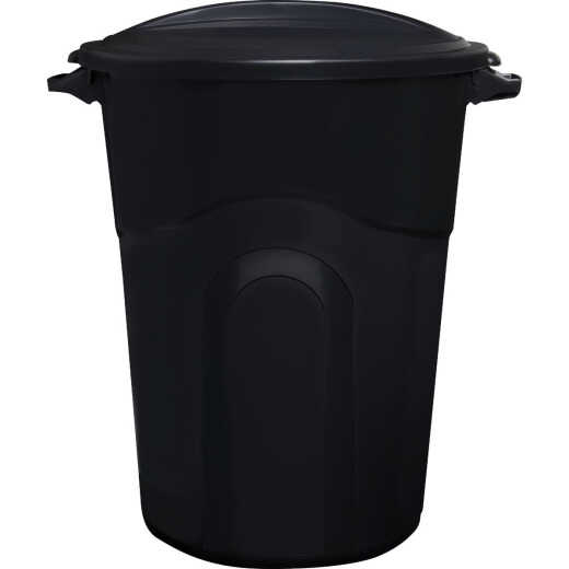 United Solutions Rough & Rugged 32 Gal. Black Trash Can with Lid