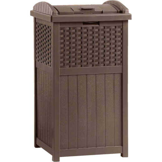Suncast 30 to 33 Gal. Brown Trash Can with Lid