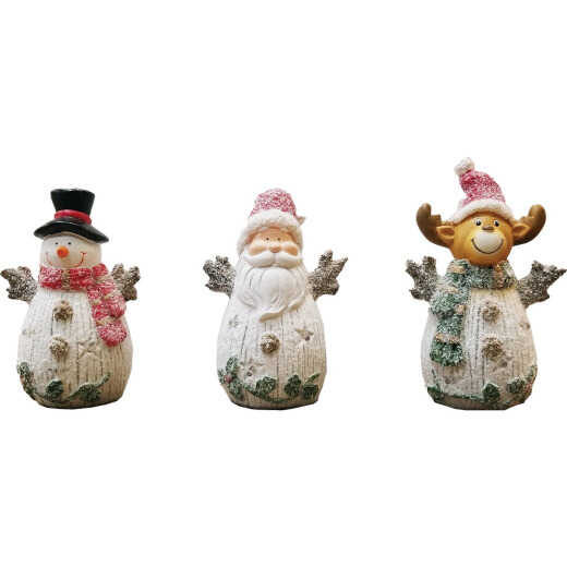 Alpine 3 In. W. x 7 In. H. x 5 In. L. Polyresin Glittered Color Changing LED Christmas Figure